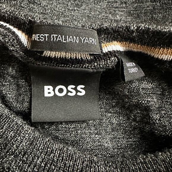 Hugo Boss 100% Italian Virgin Wool Grey Sweater Womens Medium Minimalist Classic - Picture 5 of 11